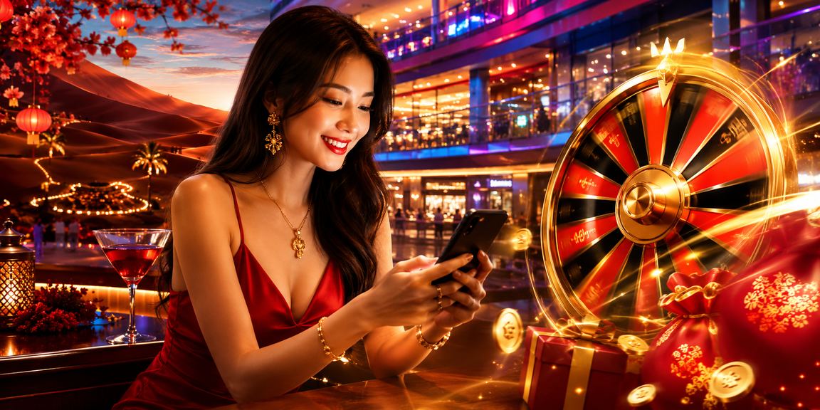 Bàn Roulette neon sáng rực trong không gian giải trí ban đêm tại Mui Ne